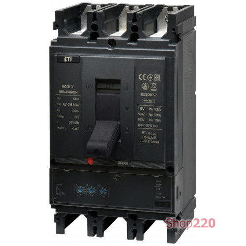 Автоматический выключатель 630A 3P, 85kA, (0.4-1)In/(1.5-10)Ir, NBS-E 630/3H ETI 4673143