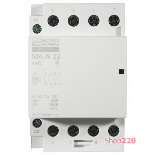 Модульный контактор 32A 4P 220V, 4NO, MK-N A0040030032
