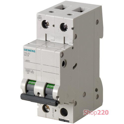 Автоматический выключатель 20А, 2-полюсный, уставка С, Siemens 5SL6220-7