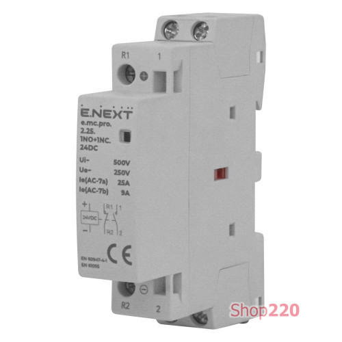 Модульный контактор 25А 2р 1NO+1NC, катушка 24В, e.mc.pro.2.25.1NO+1NC ENEXT p005320