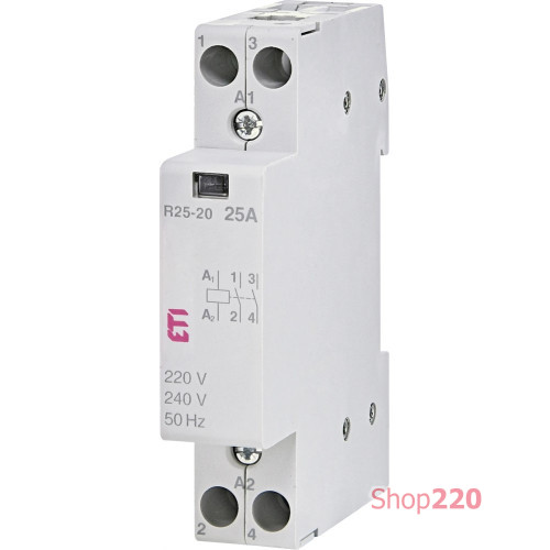 Контактор модульный тихий, 25А, 220В, 1но, R 25-10 230V, ETI 2463500