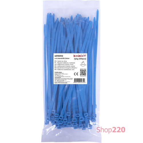 Кабельная стяжка 60мм х 3мм, синий, e.ct.stand.60.3.blue Enext s015012