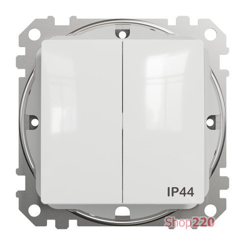 Выключатель 2-клавишный влагозащищенный IP44, белый, Sedna Design SDD211105