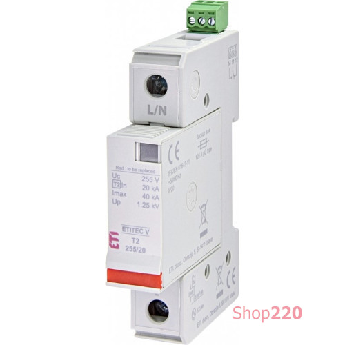 Ограничитель перенапряжения ETITEC V T2 255/20 (1+0) RC ETI 2442958