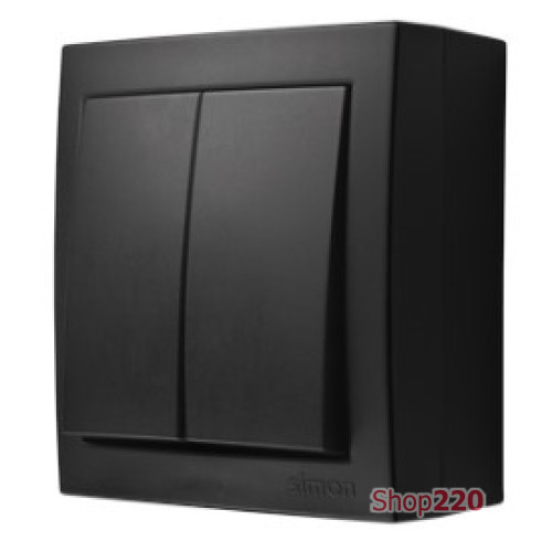 Выключатель 2-клавишный влагозащищенный, IP44, черный, Aquaclick Simon
