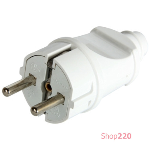Вилка бытовая заземлением, 16А прямая белая, e.plug.straight.003.16,з Enext s9100002