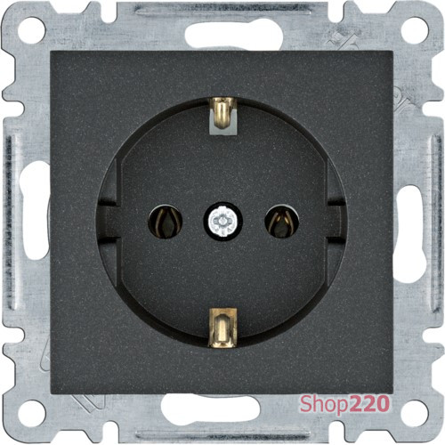 Розетка с заземлением, черный, Lumina WL1053 Hager