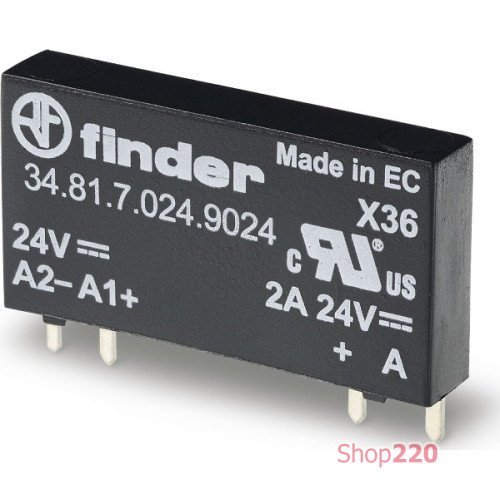 Твердотельное реле SSR, 6A-24В DC; 24В DC чвх, ультратонкое 348170249024 Finder