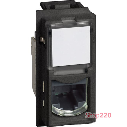 Механизм розетки компьютерной RJ45 cat5e UTP 1 модуль. черный. Bticino Living Now. KG4279C5E