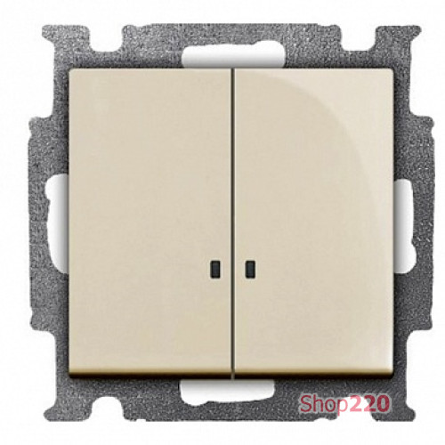 Выключатель 2-клавишный с подсветкой, слоновая кость, ABB 2006/5 UCGL-92-507 Basic 55