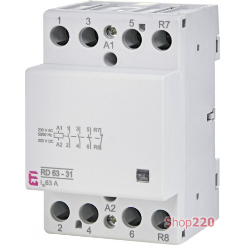 Контактор бесшумный 63А, 3НО+1НЗ, 220В AC/DC, RD 63-31 230V AC/DC ETI ETI 2464028