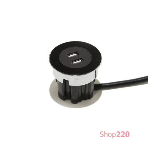Врезная розетка USB, черный, Versadot USB ASA 060.30Y.00006
