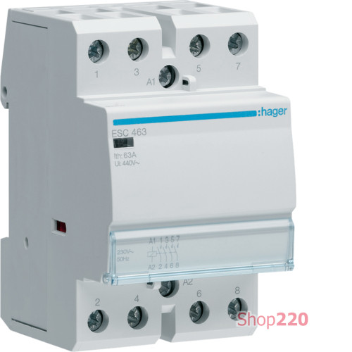 Контактор 230В 63 A, 4но, Hager ESC463
