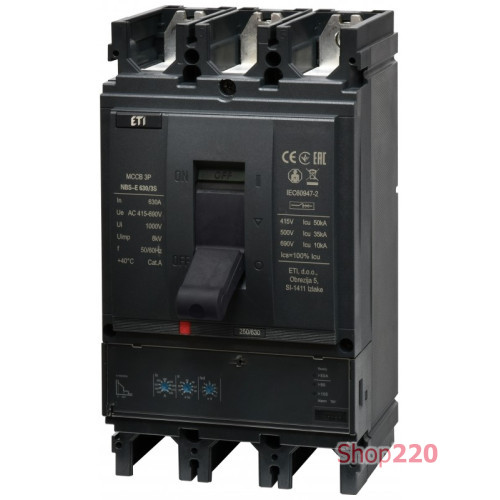 Автоматический выключатель 630A 3P, 50kA, (0.4-1)In/(1.5-10)Ir, NBS-E 630/3S ETI 4673141