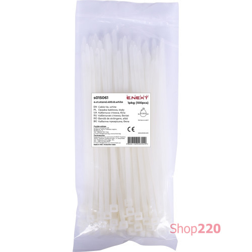 Кабельная стяжка 500мм х 8мм, белый, e.ct.stand.500.8.white Enext s015009