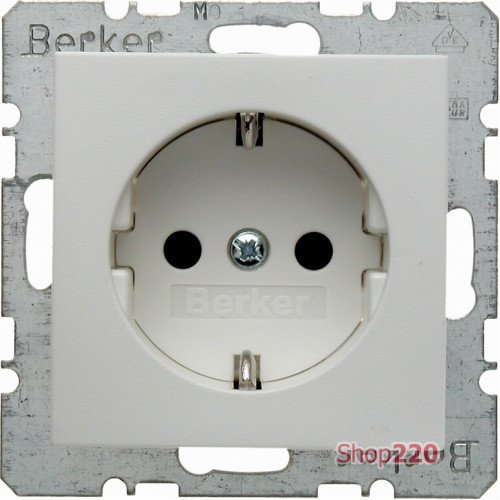 Розетка с заземлением и шторками, полярная белизна-matt, S.1 Berker 47231909