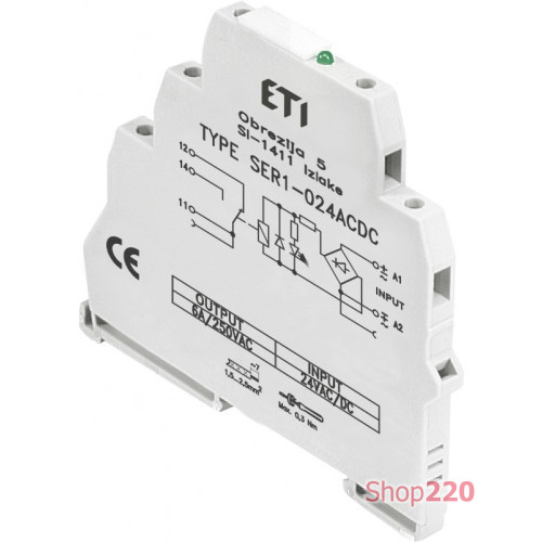 Реле интерфейсное SER1-230 ACDC (электромеханическое, 1CO, 6A AC1, 250V AC) ETI 2473053