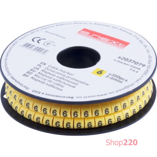 Маркер кабельный 3-6 кв.мм, 6, 350 шт, e.marker.stand.3.6.6 Enext s2037079