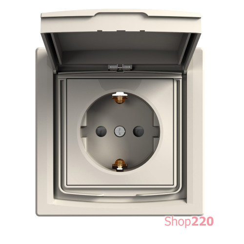 Розетка влагозащищенная IP44 с заземлением, кремовый, EPH3100323 Schneider Asfora