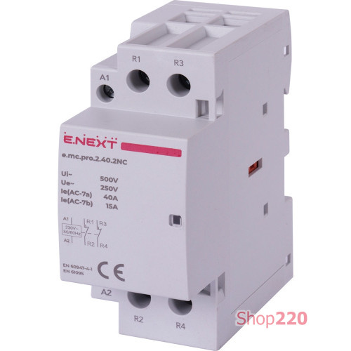 Модульный контактор 2р, 40А, 2NC, 220В, e.mc.pro.2.40.2NC Enext p005227