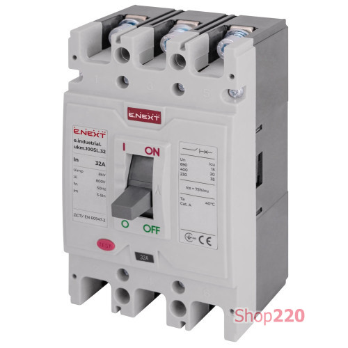 Силовой автоматический выключатель 25 А, 3-фазный, e.industrial.ukm.100SL.25 Enext i0660027