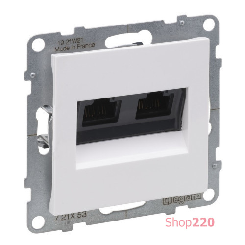 Розетка информационная двойная RJ45 cat. 6 UTP, белый, Suno Legrand 721153