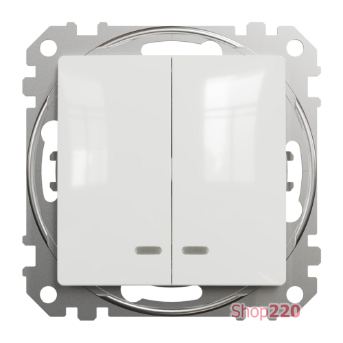 Выключатель с подсветкой 2 клавишный, белый, Sedna Design SDD111105L