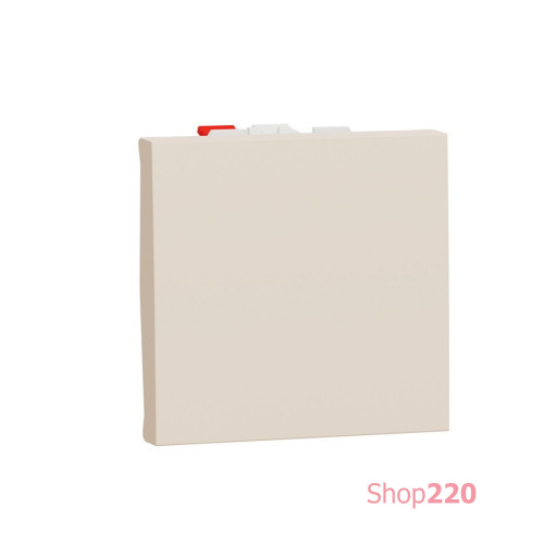Кнопка, бежевый, 2 модуля, Unica New Schneider NU320644