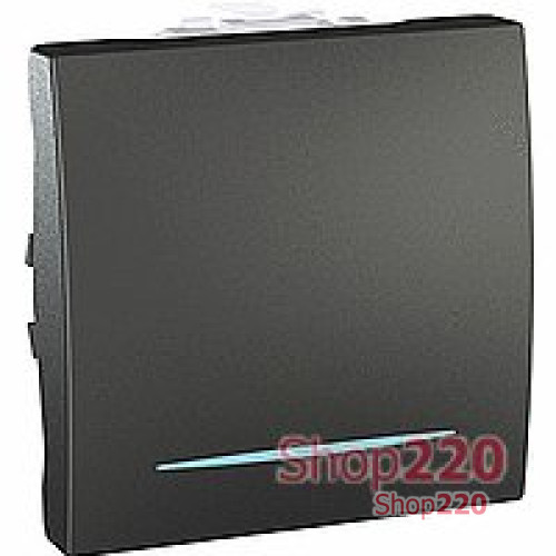 Выключатель перекрестный с подсветкой, 2 модуля, графит, Unica Top MGU3.205.12N Schneider