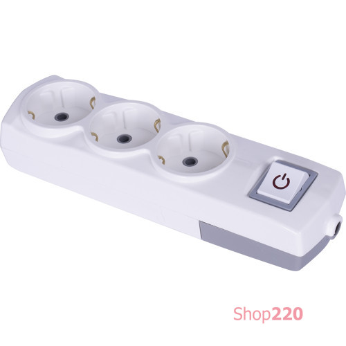 Колодка 3 гнезда, с заземлением, с выключателем, etes.3.zs Enext s042105