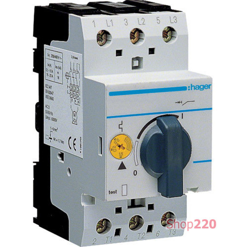 Автомат для защиты двигателя, ток 4 А - 6 А, MM509N Hager