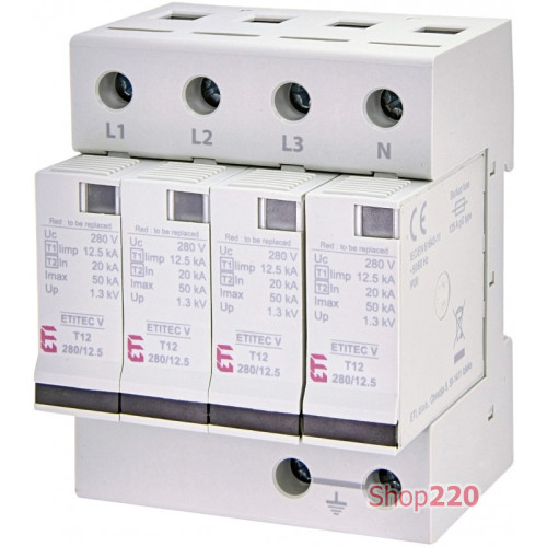 Ограничитель перенапряжения ETITEC V T12 280/12,5 (4+0) ETI 2442907