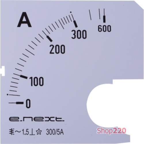 Шкала для амперметра щитового АС 300А 72х72мм, e.meter72.a300.scale Enext s066005