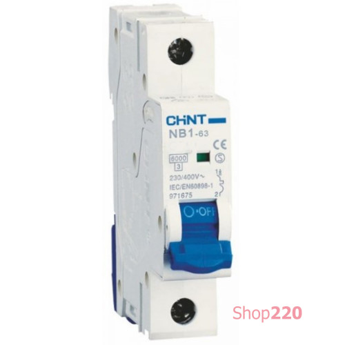 Модульный автомат 20А, 1 полюс, тип С, NB1-63 DB Chint 179618