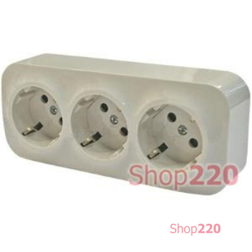 Розетка тройная накладная, слоновая кость, 782448 Legrand Quteo