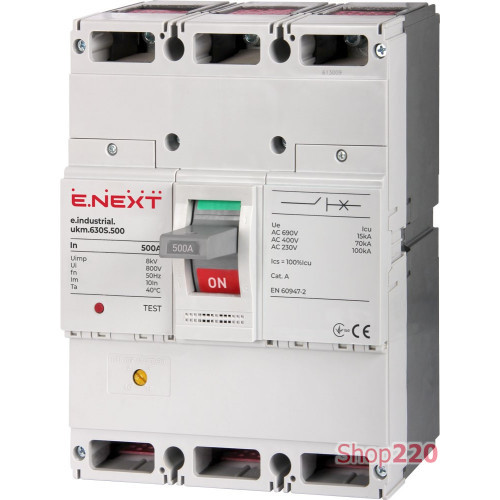 Силовой автомат 500 А, трехфазный, 70кА, e.industrial.ukm.630S.500 Enext i0010028