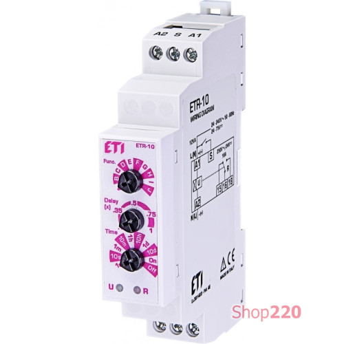 Многофункциональное реле времени ETR-10 24-240V AC/24-75V DC (1x16A_AC1) ETI 2472200