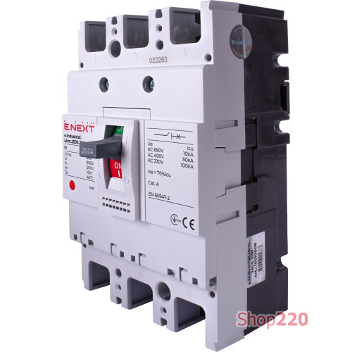 Силовой автомат 200 А, трехфазный, 35кА, e.industrial.ukm.250S.200 Enext i0010008