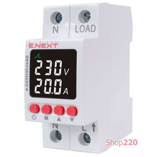 Реле контроля напряжения и тока однофазное 40А с индикацией, e.control.vc40 ENEXT p0690029