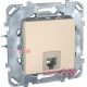 Розетка телефонная RJ-11, 2 модуля, слоновая кость, Unica MGU3.492.25 Schneider