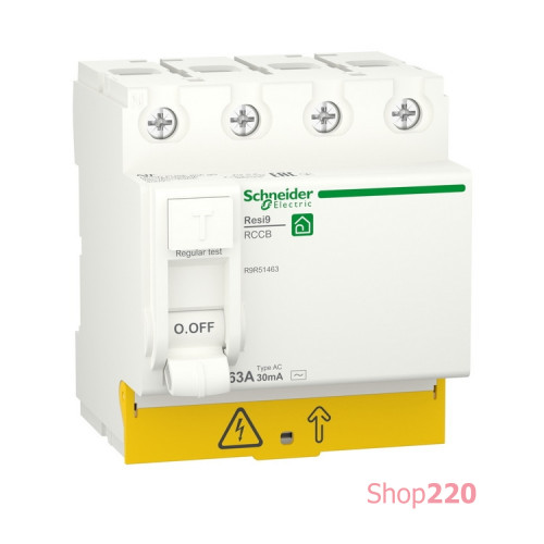 УЗО 63А, 30 мА, 4 полюса, Resi9 R9R51463 Schneider Electric