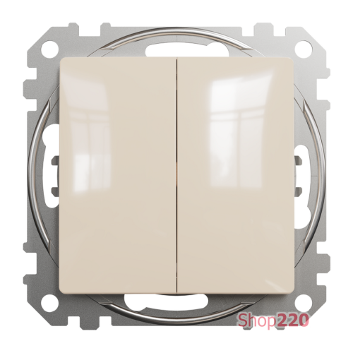 Выключатель проходной 2 клавишный, бежевый, Sedna Design SDD112108