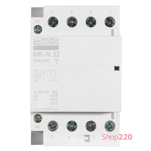 Модульный контактор 32A 4P 220V, 2NO+2NC, MK-N A0040030035