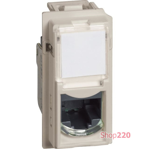 Механизм розетки компьютерной RJ45 cat5e UTP 1 модуль. песочный. Bticino Living Now. KM4279C5E