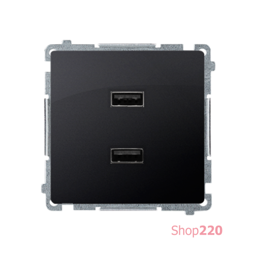Розетка USB зарядка, двойная, 2.1А, графит, Basic Simon