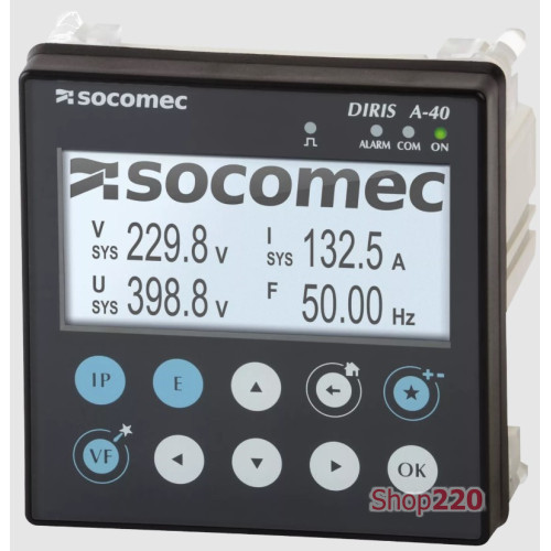 Анализатор сети DIRIS A-40 с RS485, 3IN 2OUT, *Вх. 1/5A, 110-400 VAC/120-300VDC Socomec