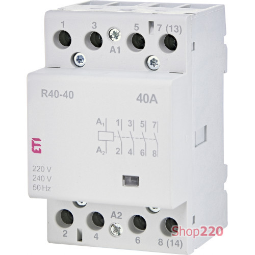 Контактор модульный тихий, 40А 220В, 4но, R 40-40 230V, ETI 2463410