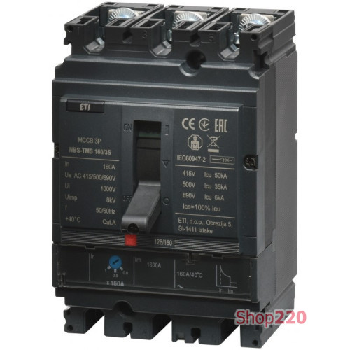 Автоматический выключатель 160A 3P, 50kA, (0.8-1)In/фикс., NBS-TMS 160/3S ETI 4673029
