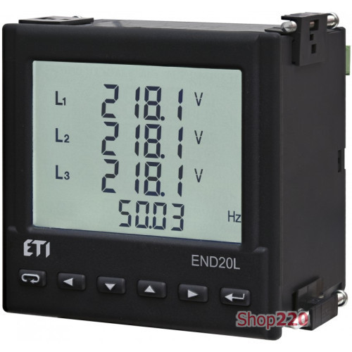 Анализатор сети END20L-RS (96x96мм кв 85-253V AC/90-300V DC, RS-485, 1xNO, импульсный выход) ETI 4656950