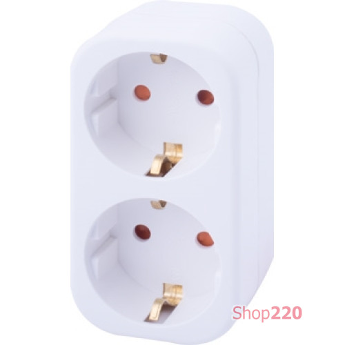 Тройник бытовой 2 гнезда, 2P+PE, 16А, с заземлением, e.socket.002.16.3 Enext s9100054